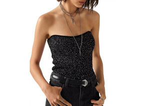 Ba&sh Sequined Black Puck Strapless Size XS Top NWT